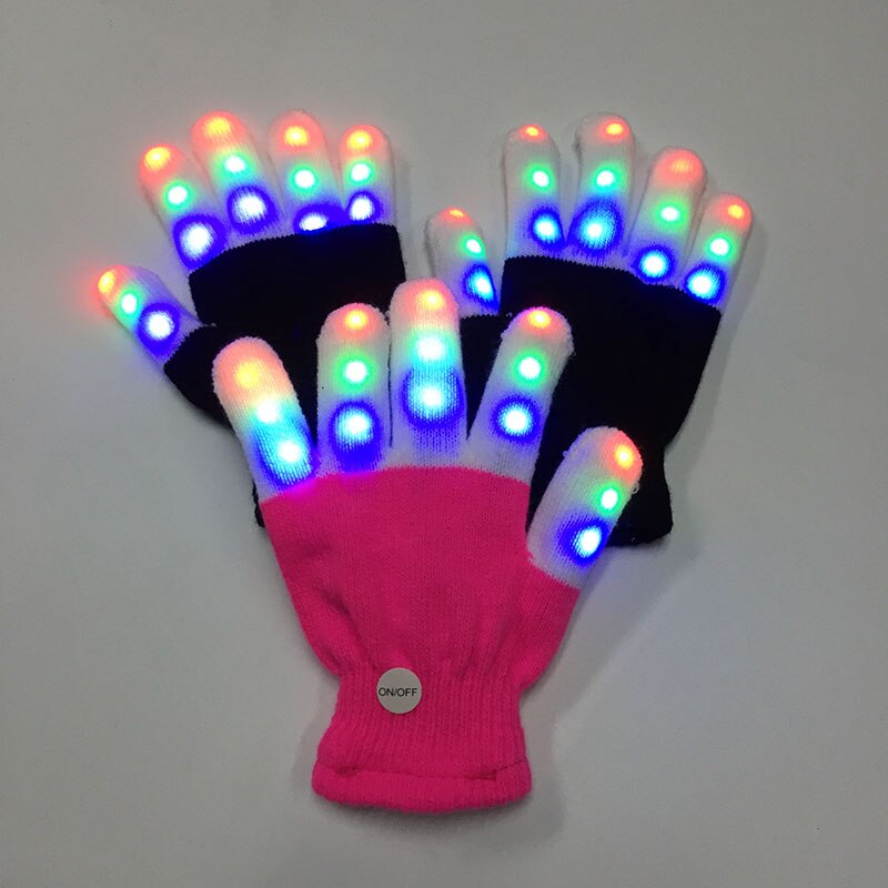 RGB Bunte Ändern LED glühen in dunkel Handschuhe LED Licht hoch Party Magische Handschuhe