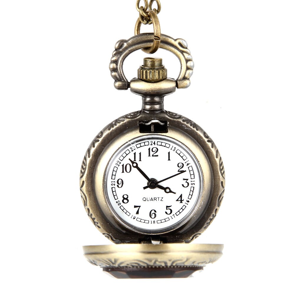 Men Women Vintage Quartz Pocket Watch Alloy Glass Dome Necklace Pendant Unisex Sweater Chain Clock TT@88: Default Title