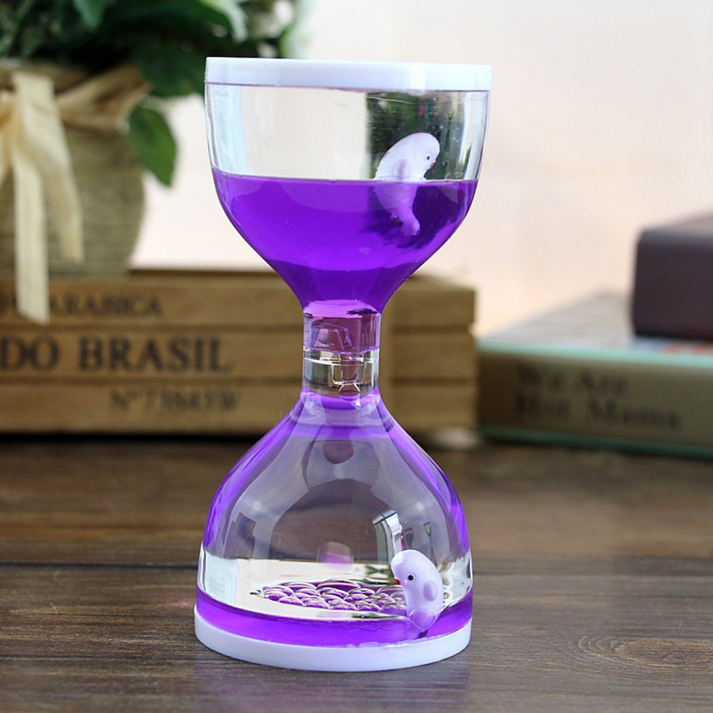 Dolphin Liquid Motion Bubbler Timers, Oil Hourglass Sensory Relaxation Toy Visual Bubble for Office &amp; Desk Decor Purple