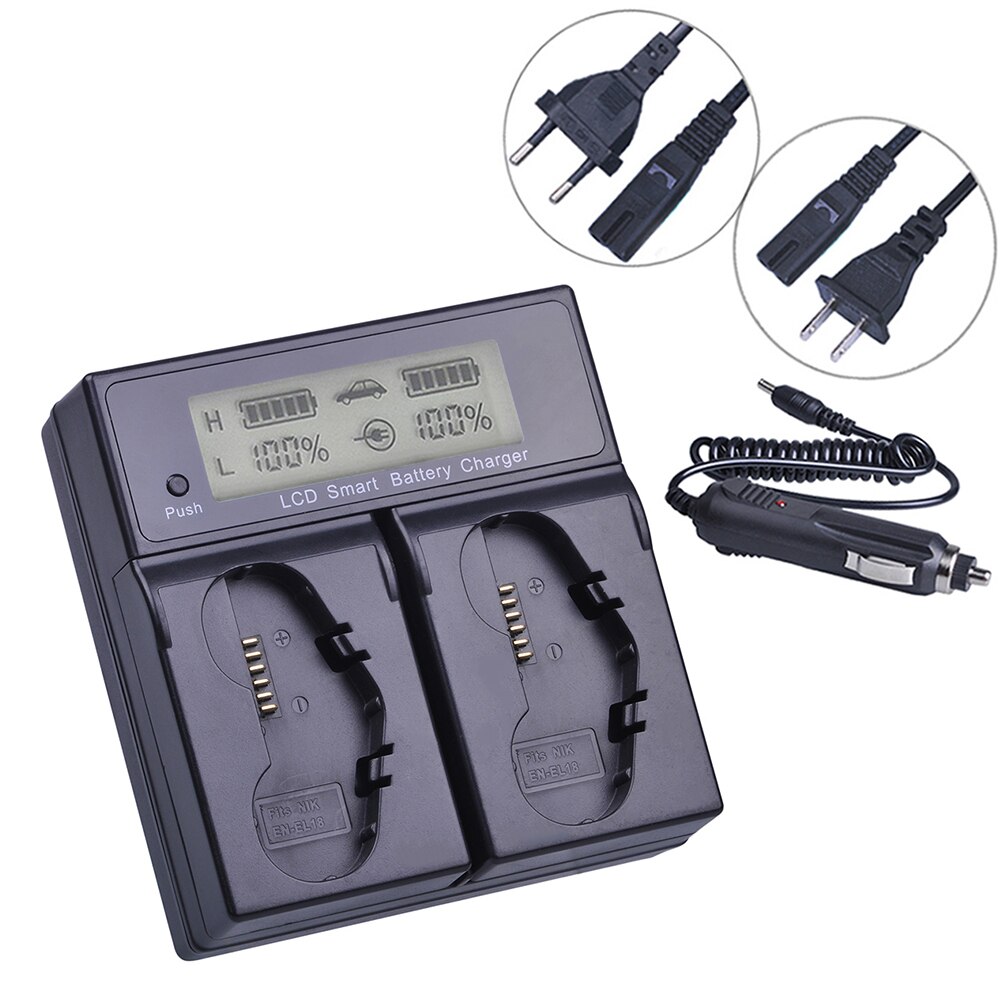 Cargador Dual para Nikon, EN-EL18, EN-EL18a, EN-EL18b, EN-EL18c, LCD, para Nikon D6, D5, D4S, D4, batería MH-26, EN-EL18, EN-EL18b