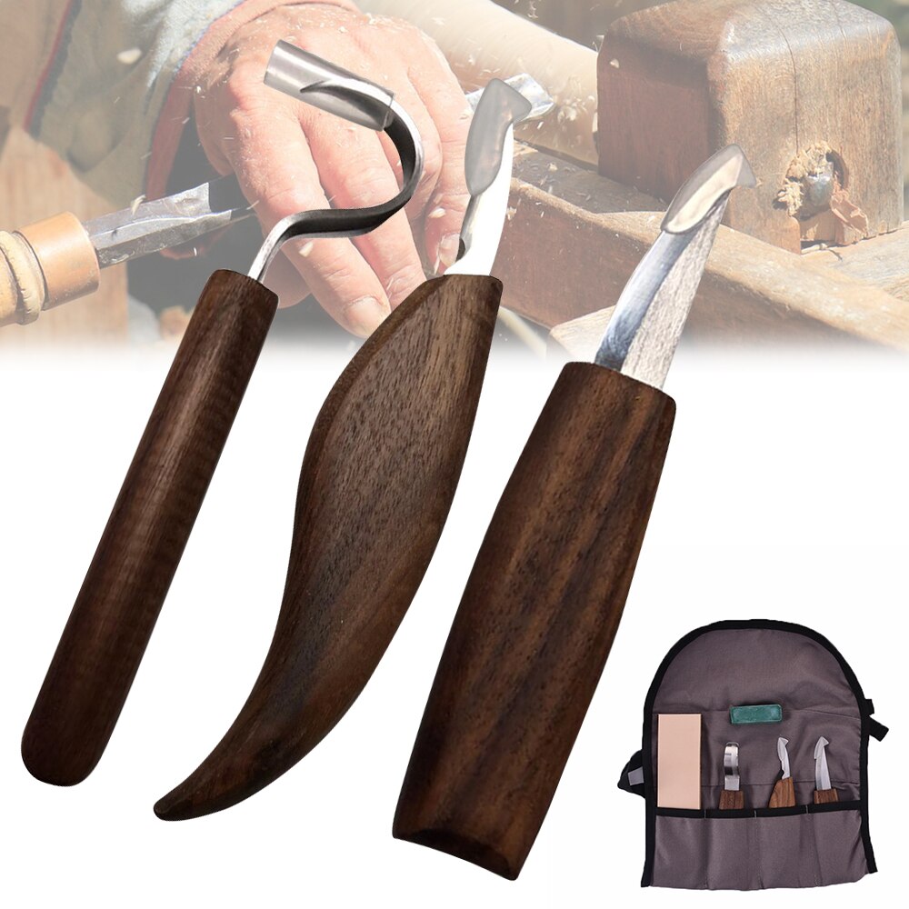 DIY Hand Chisel Wood Carving Tools Spoon Carving Knife Woodcut Woodcarving Sculptural Cutter Chip Knives Woodworking Hand Tools