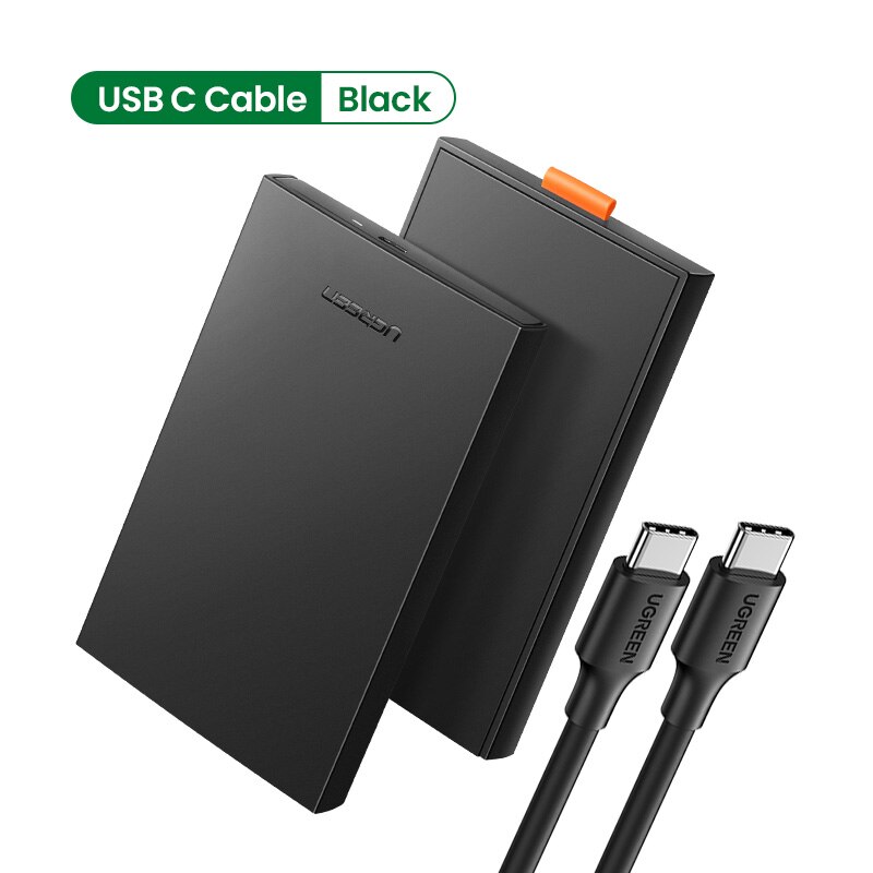 Ugreen 2.5 hdd fodral sata till usb 3.0 adapter extern hårddisk hölje för ssd disk hdd box fodral  hd 2.5 ssd fodral sata till usb: 10 gbps usb c -svart
