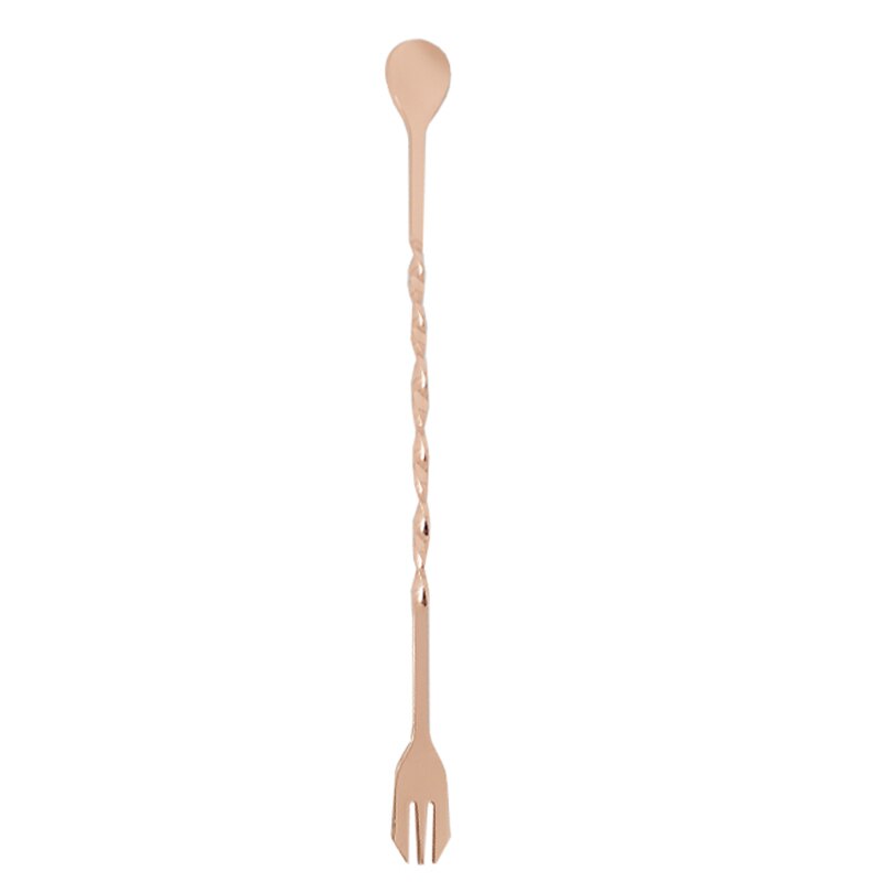 Outil de Bar pour Cocktail en acier inoxydable, filtre, bec verseur, cuillère à mélanger, couteau à chaîne, pinces à glace, tasse à mesurer, Shaker à Cocktail: Rose Gold Fork Spoon