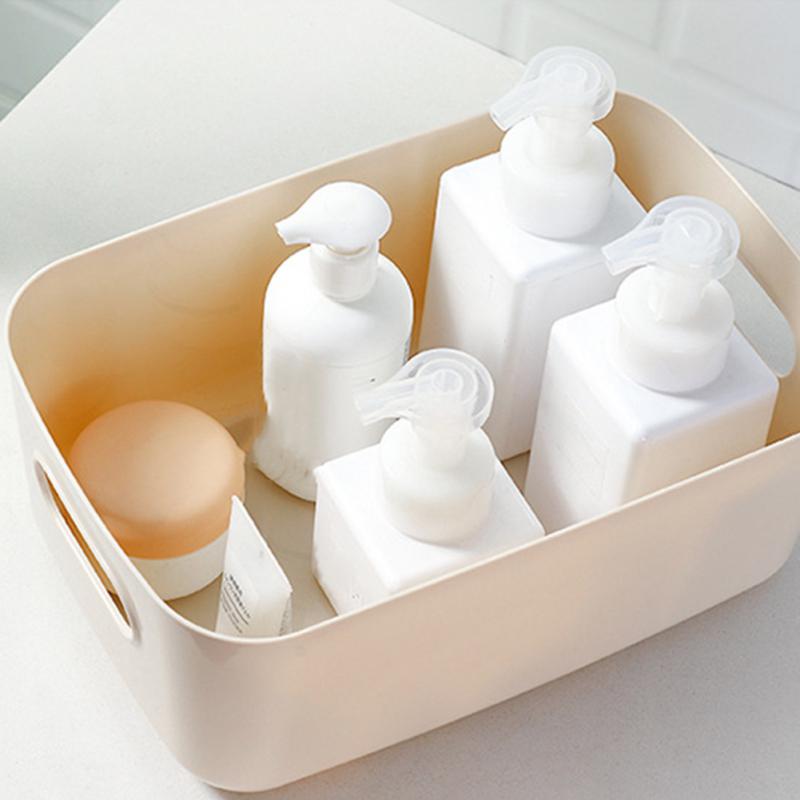 Storage Basket With Handle Cosmetic Storage Box Desktop Sundries Plastic Organizer Household Makeup Kitchen Storage Container