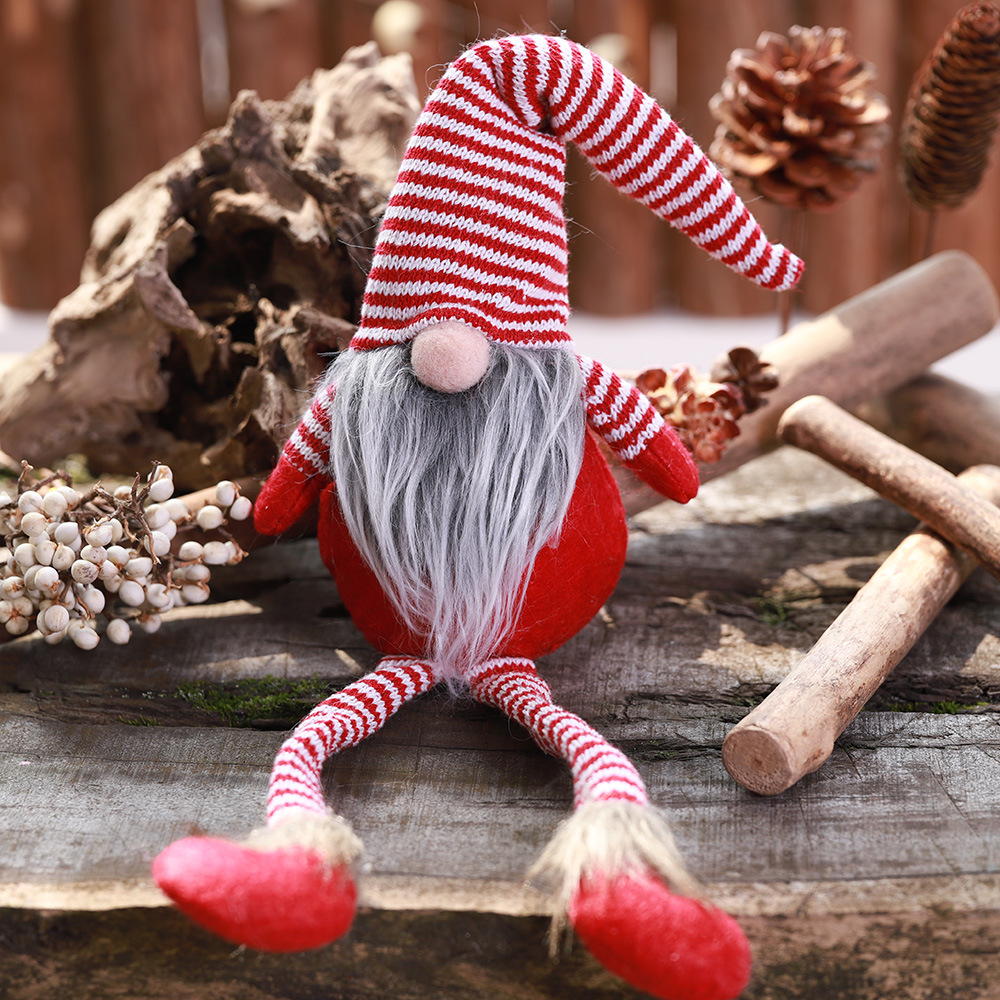 Jul ansigtsløs nisse julemand juletræ hængende ornament dukke indretning stribe dukke legetøj nsv 775: Rød