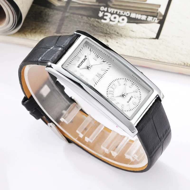 Reloj minimalista para mujer, 2 zonas horarias de doble esfera, reloj de pulsera a la para mujer, reloj de cuarzo, correa de cuero, reloj femenino: Bronze