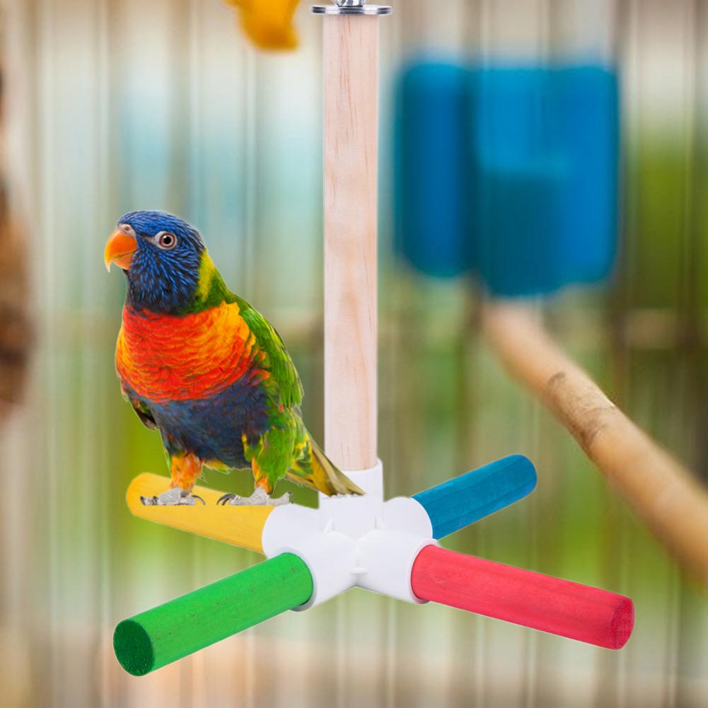 Mini Parrot Stand Natural Wood Parrot Rack Parrot Swing Holder Intellectual Training Hanging Parrot Swing Holder Parrot Toy