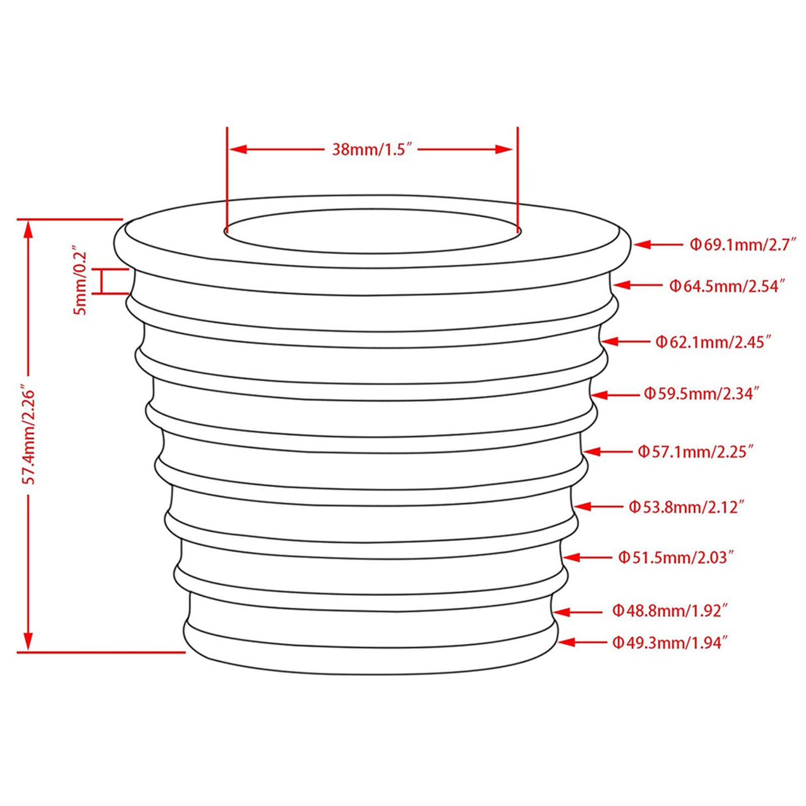 Patio Table Umbrella Cone Wedge Ring Plug Fits Umbrella Pole Diameter 38mm For Patio Table Hole Opening Or Parasol Base Stand