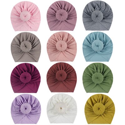 Neugeborenen Baby Stricken Hut mit Donuts Bogen Infant Krankenhaus Hut Baby Warm Beanie Bögen für Headwear Strick Headwrap Turban: random color