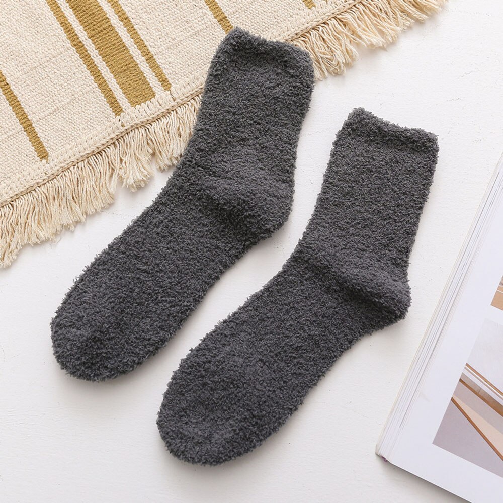 Mænd kvinder fortykning holde varmen sokker sovetøj termisk uld støvler fleecegulv jul mænd benvarmere tilbehør: Mørkegrå