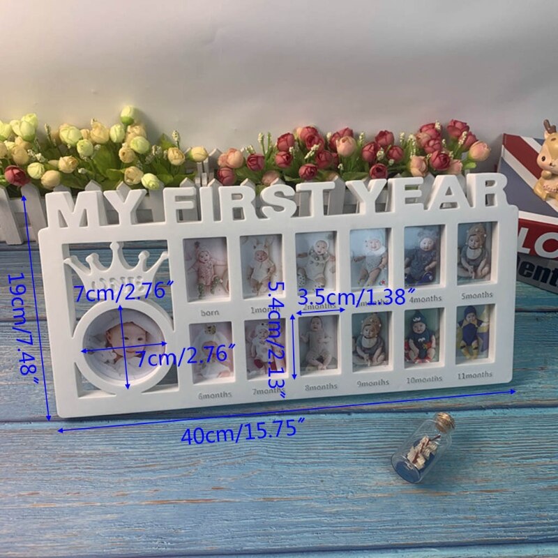 My First Year Baby Keepsake Frame 0-12 Months Pictures Photo Frame Souvenirs Kids Growing Memory