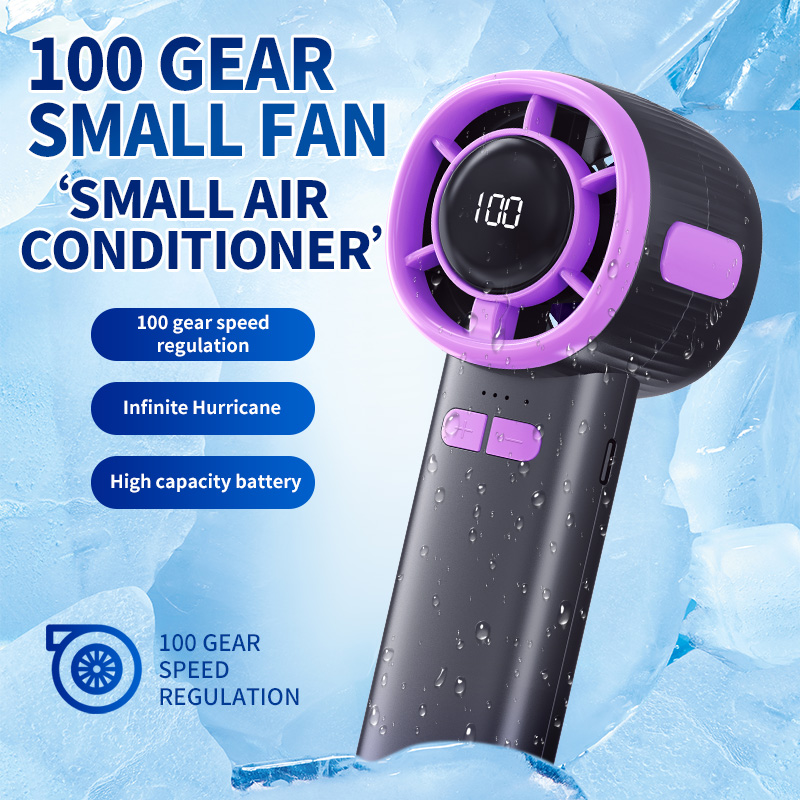 100-Gang-Hochgeschwindigkeits-Digitalanzeige, Eiskühlung, Halbleiterventilator, tragbarer USB-Handventilator, kleiner Ventilator