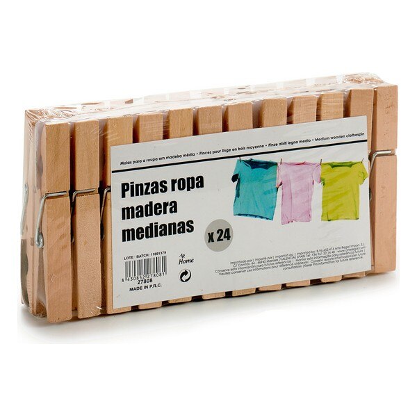 Wasknijpers Hout (24 Stuks)