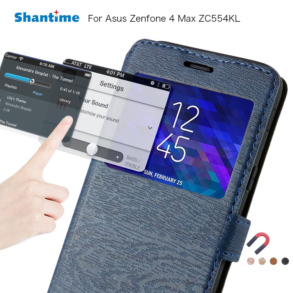 Leather Phone Case For Asus Zenfone 4 Max ZC554KL Flip Case For Asus ZC554KL View Window Book Case Soft Tpu Silicone Back Cover