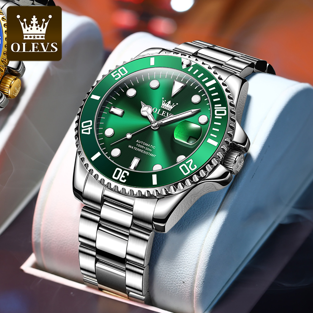 OLEVS 6650 Reloj para hombre, Reloj mecánico automático Original clásico para hombre, escala de circón, Reloj luminoso resistente al agua de acero inoxidable: Marfíl