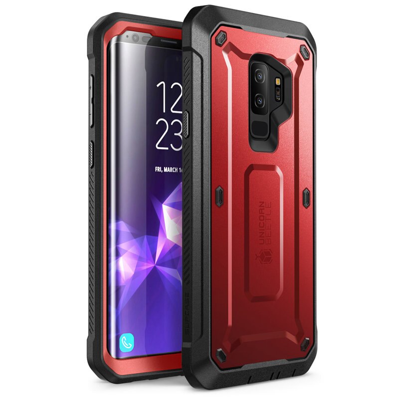 Voor Samsung Galaxy S9 Plus Case Supcase Ub Pro Full-Body Robuuste Holster Beschermhoes Met Ingebouwde screen Protector Cover: MetallicRed