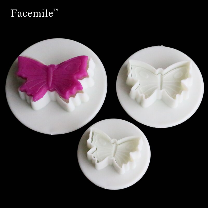 3 PCS Facemile Plastic Butterfly Cake Biscuit Fondant Decorating Cookie Plunger Cutter DIY Kerst Bakvorm Decorating 01061