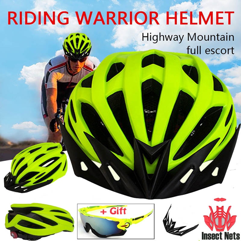 Ultralight Racing Fietshelm Met Licht Intergrally-Gegoten Mtb Fiets Helm Outdoor Sport Mountain Racefiets Helm