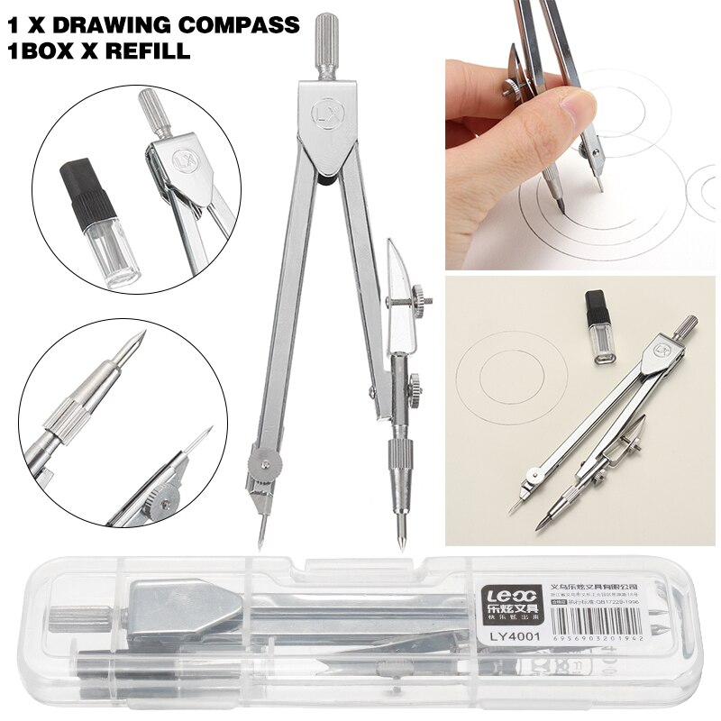Durable Metal Drafting Tools Math Drawing Compass Set School Supplies Stationery For Engineering Drawing Sketch Geometric Graph