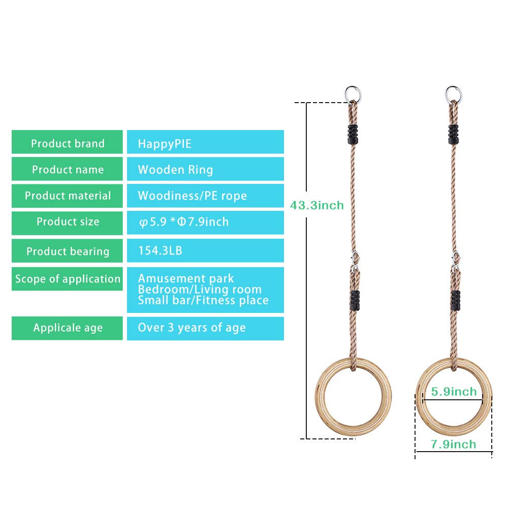 Wooden Gymnastic Rings Crossfit Indoor Fitness Gym... – Grandado