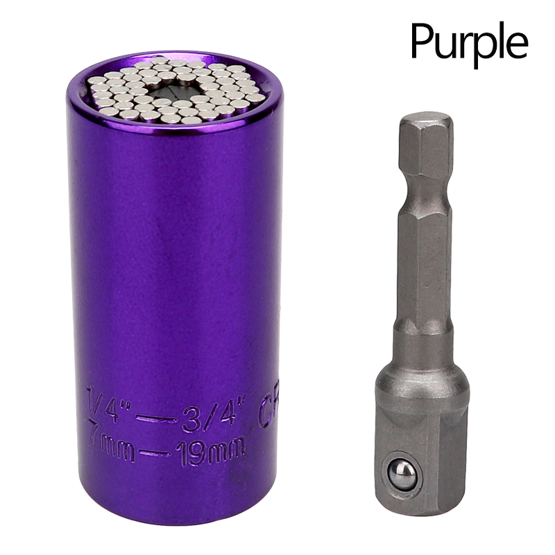 7-19mm Universal Torque Wrench Magic Socket Spanner Key Sleeve Multi Power Drill Ratchet Spanner Key Nut Tools: Purple