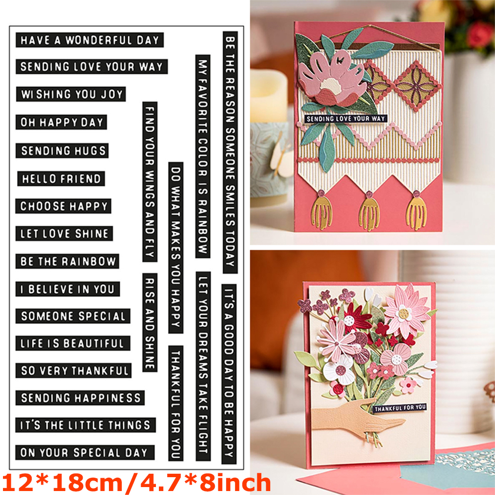 Unique Words Welcome Spring Script Banner Sentence Clear Silicone Stamps Happy Day Wishes Foliage Flower 2022: 6