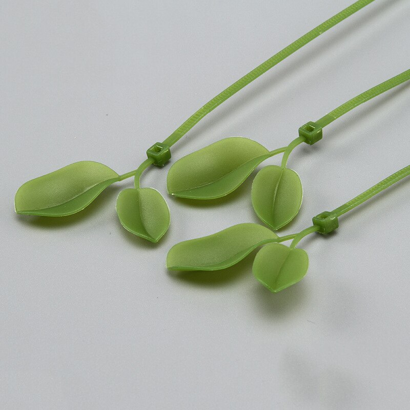 100pcs Adjustable Cable Ties With Leaves Shape Plastic Plant Potting Reusable Greenhouse Grow Kits Garden Tree Climbing Support