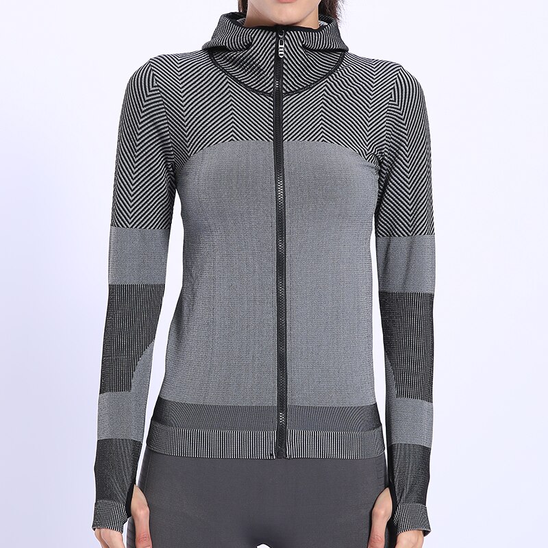 BINAND Vrouwen Beroep Jogging Sport Nylon Hoodie Hoge Elastische Strakke Zweet-wicking Slim-fit Gym Fitness Hooded Sweatshirts: S / Black
