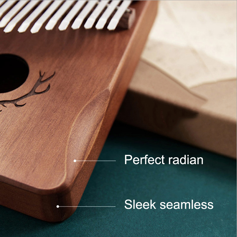 Mahogany Kalimba 17Key Thumb Piano Portable Mbira Finger Piano for Kids and Piano Beginner Musical Instrument