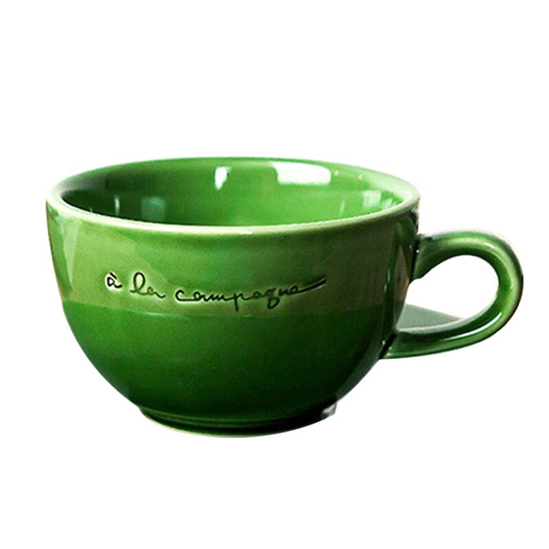 Taza verde creativa de cerámica de 230 ml con platos, tazas de té verdes con salsa de porcelana: No saucer