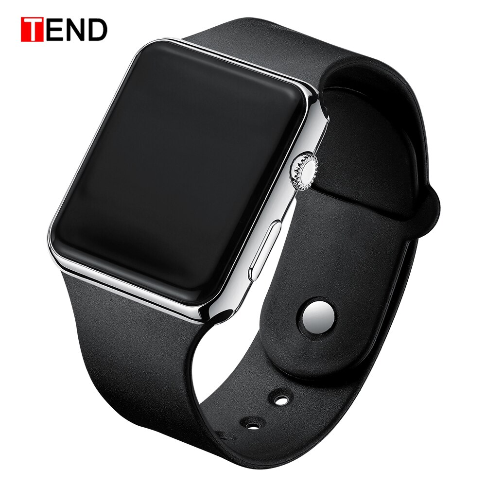 Mode Mannen Sport LED Horloge Digitale Horloge Mannen Horloge Siliconen Elektronische hodinky Saat elektronische digitale klok: Black Silver