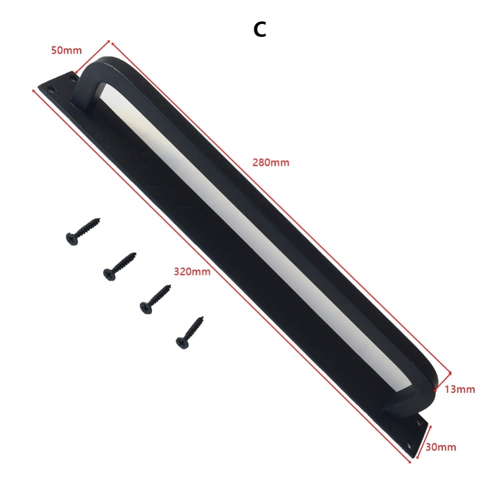 Antique Rustic Handmade Barn Door Handle Black Flush Long Base Handle Pull for Gate Door Cabinet