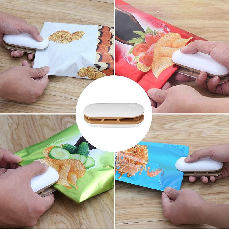 Mini Zak Sealer,2 Pack 2 In 1 Warmte Vacuüm Sealer & Cutter, Met Afneembare Haak, voor Plastic Zakken Voedsel Opslag Snack Verse