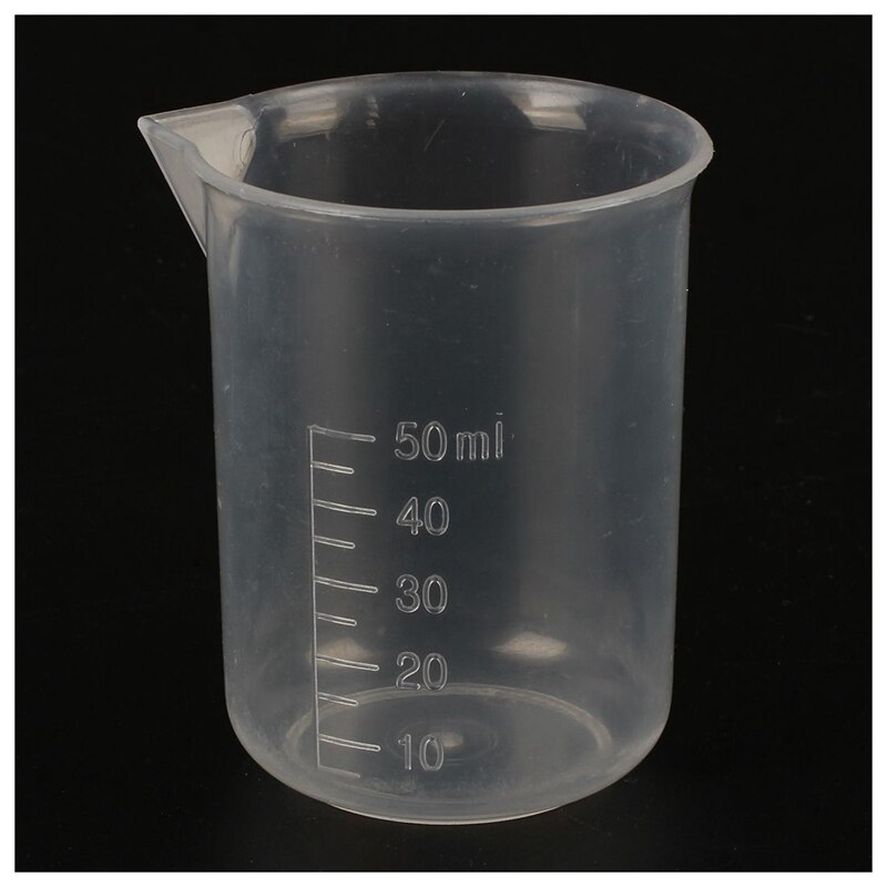 2 piezas 50 ml de laboratorio de agua de plástico taza de medición líquida transparente