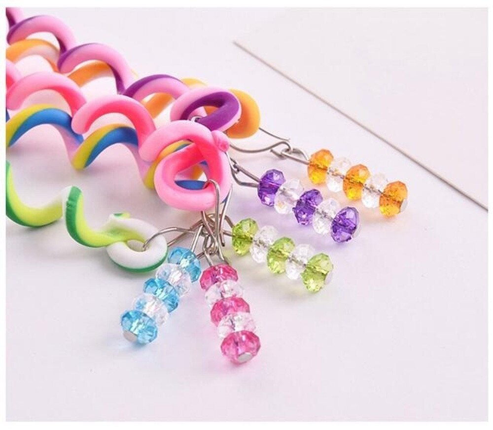 6PC Simple Colorful Beauty Elastic Girls Spiral Spin Hairpin Curler DIY Bands Rubber Band Kids Hair Accessories