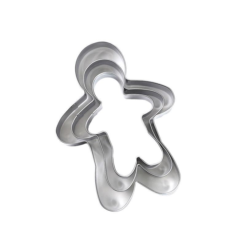 3pcs/set Cute Christmas Cookie Cutter Set Stainless Steel Gingerbread Man Cookie Shapes Kitchen Baking Tools