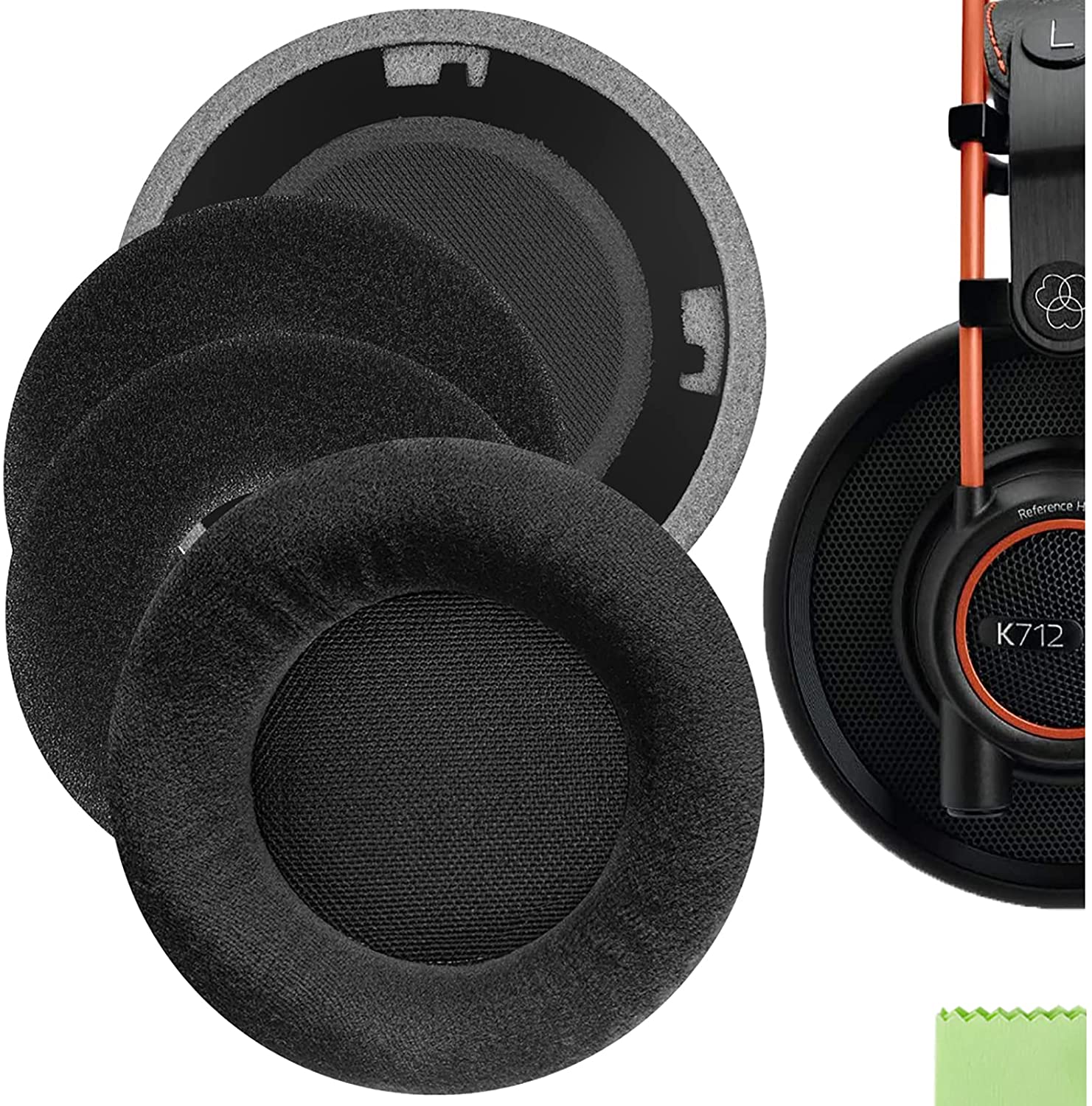 Geekria Comfort Velour Replacement Ear Pads for AKG K701, K702, Q701, Q702, K601, K612, K712 Headphones Earpads: black