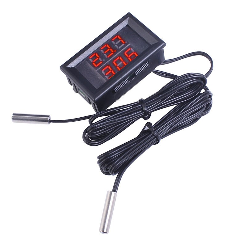 4-28V 3/4 Bit Precision LED Digital Temperature Controller thermostat Cooler Heater thermoregulator w/Dual NTC Waterproof Probe: 3-Bit Red Red