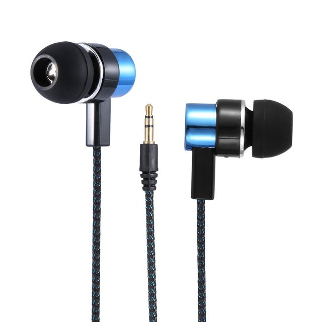5 Colors 3.5mm Wired Earphones Sports Running Headset Noise Isolating Stereo 1.1M In-Ear Media Player Music Earphone Stereo: Blue