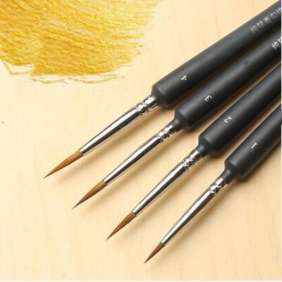 10pcs Hook Line Paint Brush Set Different Models Black Watercolor Soft Hair Oil Painting Extra Fine Hand Painted Brush Stroke: 1 2 3 4