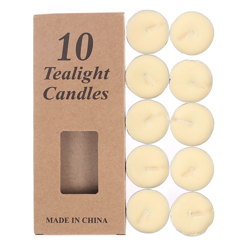 10 unids/caja de velas románticas de cera para té de aromaterapia, vela de Color con velas para de cumpleaños o boda