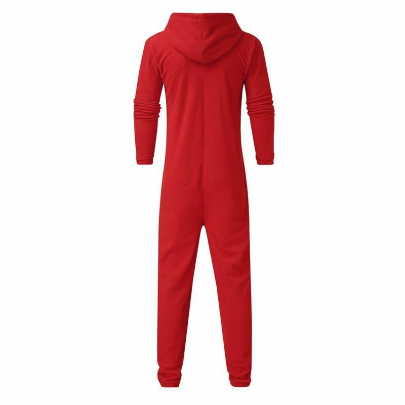 unisexe adulte rouge en peluche fermeture éclair manches longues vêtements de noël père noël à capuche combinaison Pyjamas deux Styles M-3XL