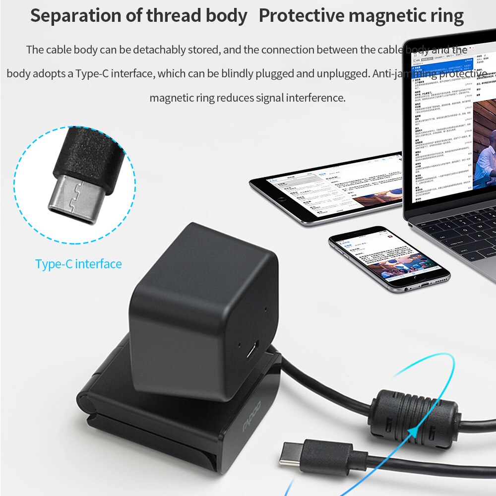 RIBOM Webcam 1080P 60fps Web Camera For Computer Web CamAutofocus HD Webcam With Microphone Three-stop Fill Light PC Camera