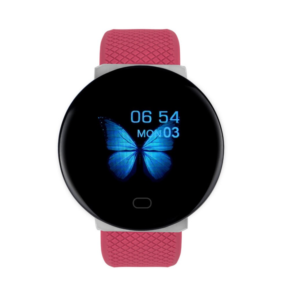 D19 slimme horloges rond bluetooth bloeddrukmeter bloedzuurstof hartslagmeter waterdicht sporthorloge stappenteller: Rood