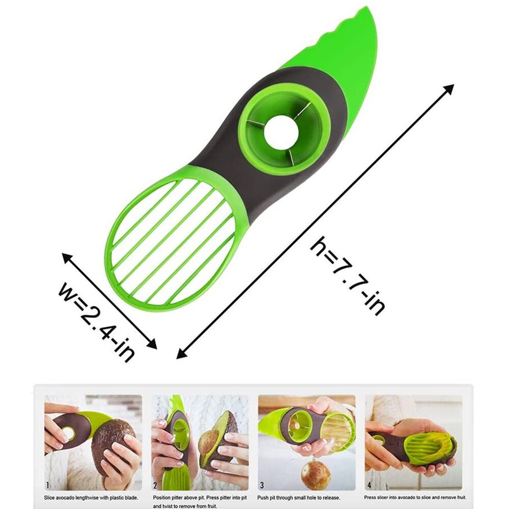 Avocado Slicer 3-In-1 Avocado Cutter Gereedschap Multifunctionele Avocado Mes Fruit Dunschiller Als Een Splitter Pitter Dunschiller keuken Gadget