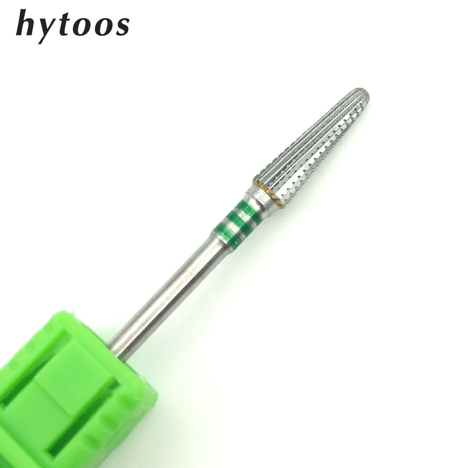 HYTOOS Tungsten Carbide Burr Nail Drill Bit 3/32&quot; Foot Cuticle Clean Bits For Manicure Nail Drill Accessories Nail Tools