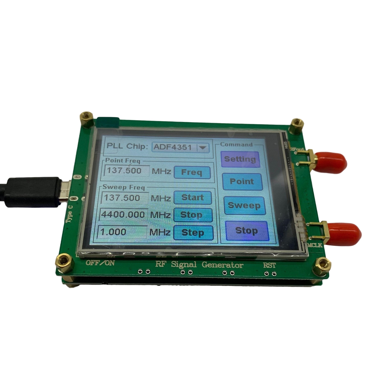 ADF4351 Rf Sweep Signaal Bron Frequentie Generator Board 35M-4.4G Met Touching Screen 35M-4.4G Signaal Generator