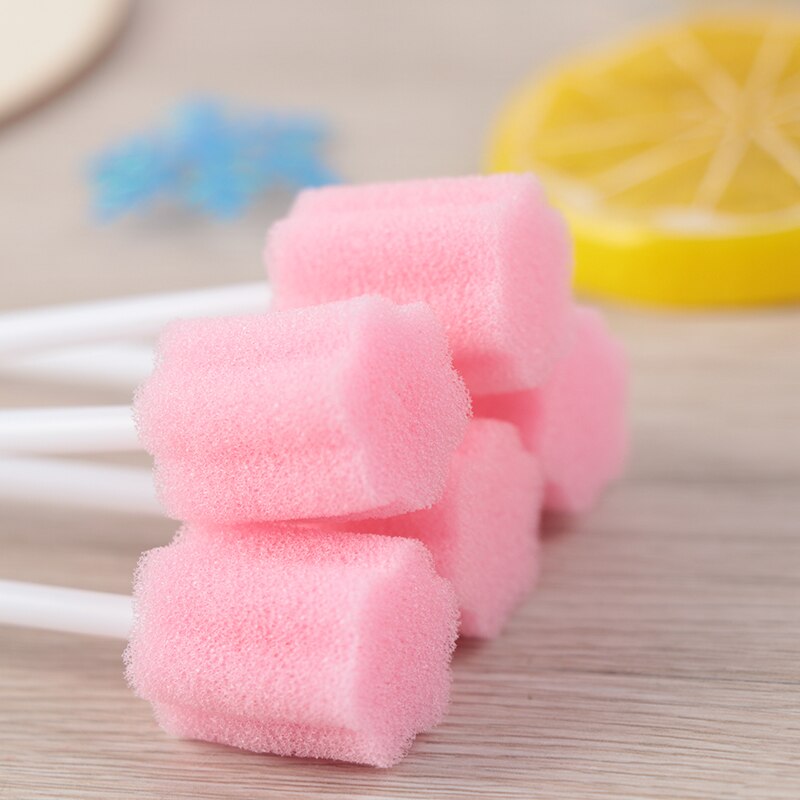 100pcs/pack Disposable Tooth Cleaning Sponge Swab Oral Care Sponge With Stick Tooth Cleaning Sponge Stick Oral Care Accessories