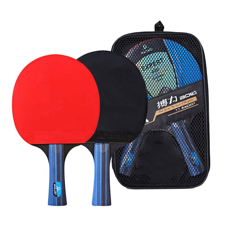 2 st pingis pingis racket racket paddel gummi lång kort handtag med 1 bärväska