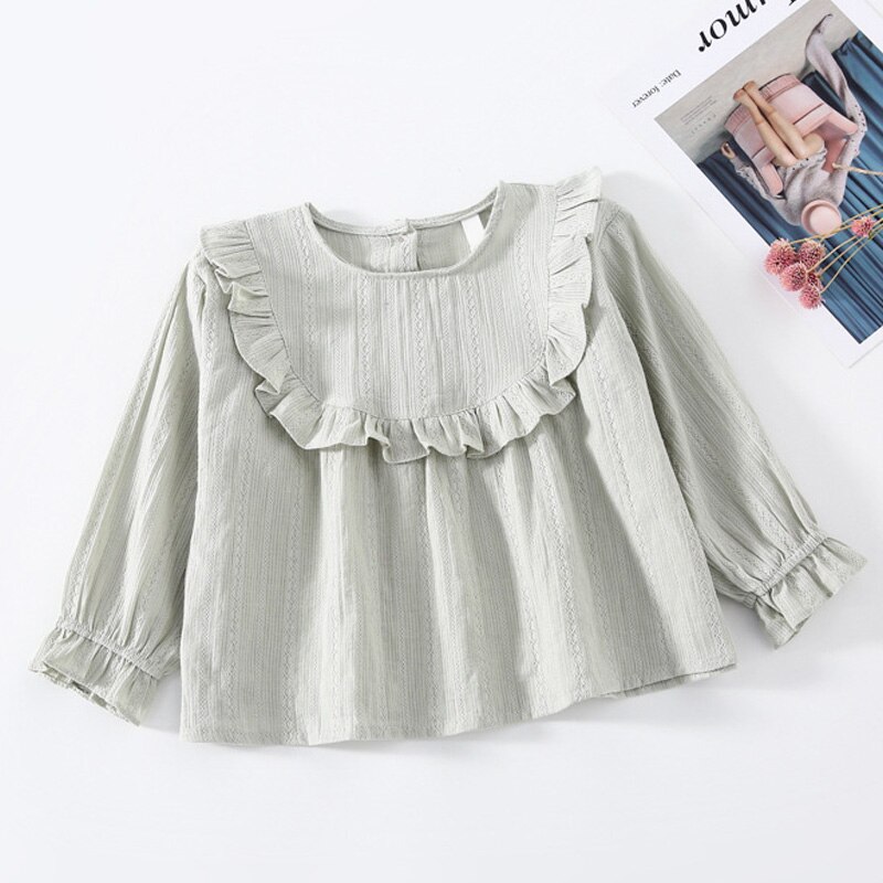 Spring Kids Baby Girls Ruffles Blouses Shirts Baby Girl Sweet Princess Long Sleeve Top Korean Shirt Lolita Blouse